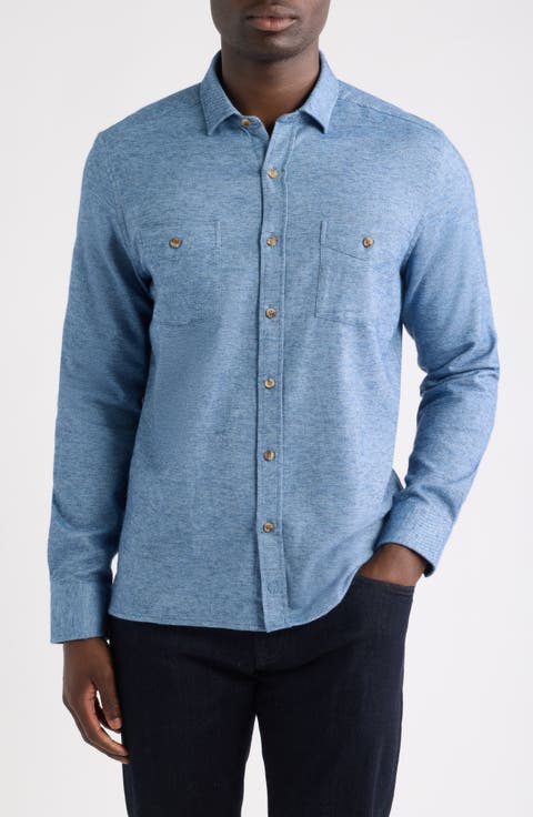 Heathered Cotton Button-Up Shirt