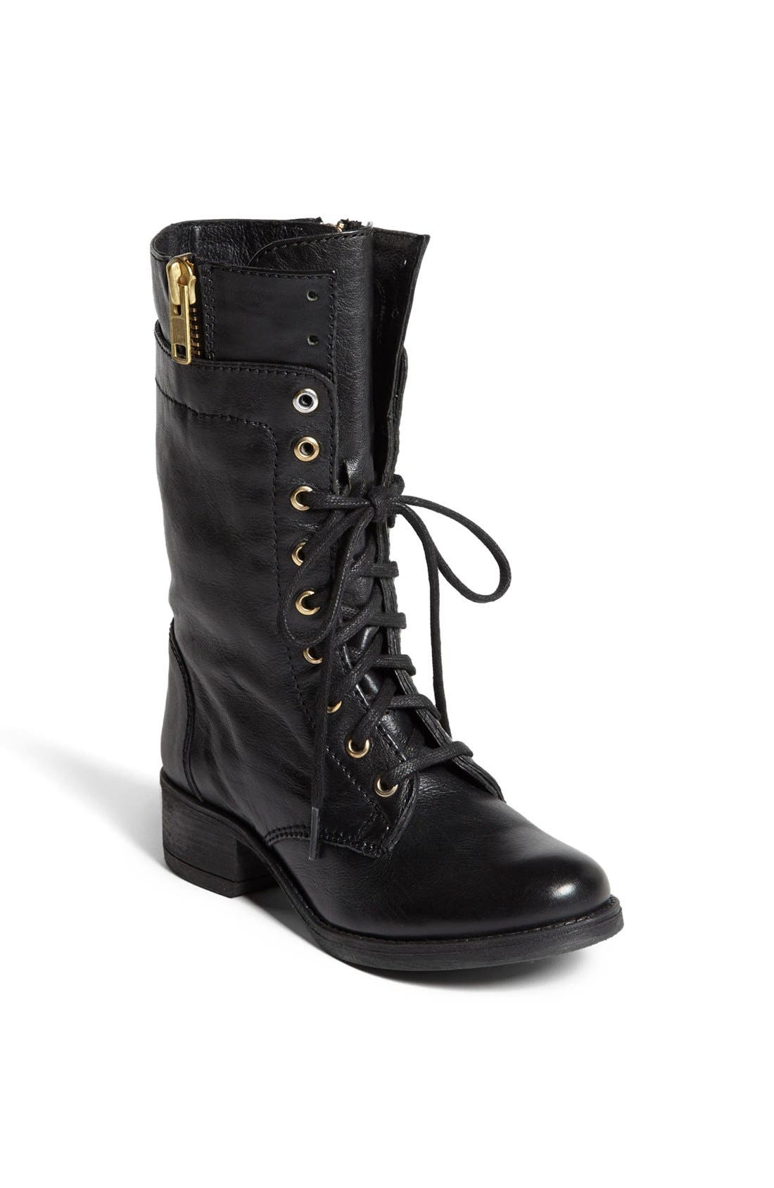 'Leader' Boot, Main, color, BLACK LEATHER