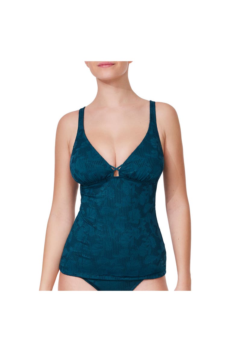 Jolene Textured V Neck Tankini Top, Main, color, Petrol