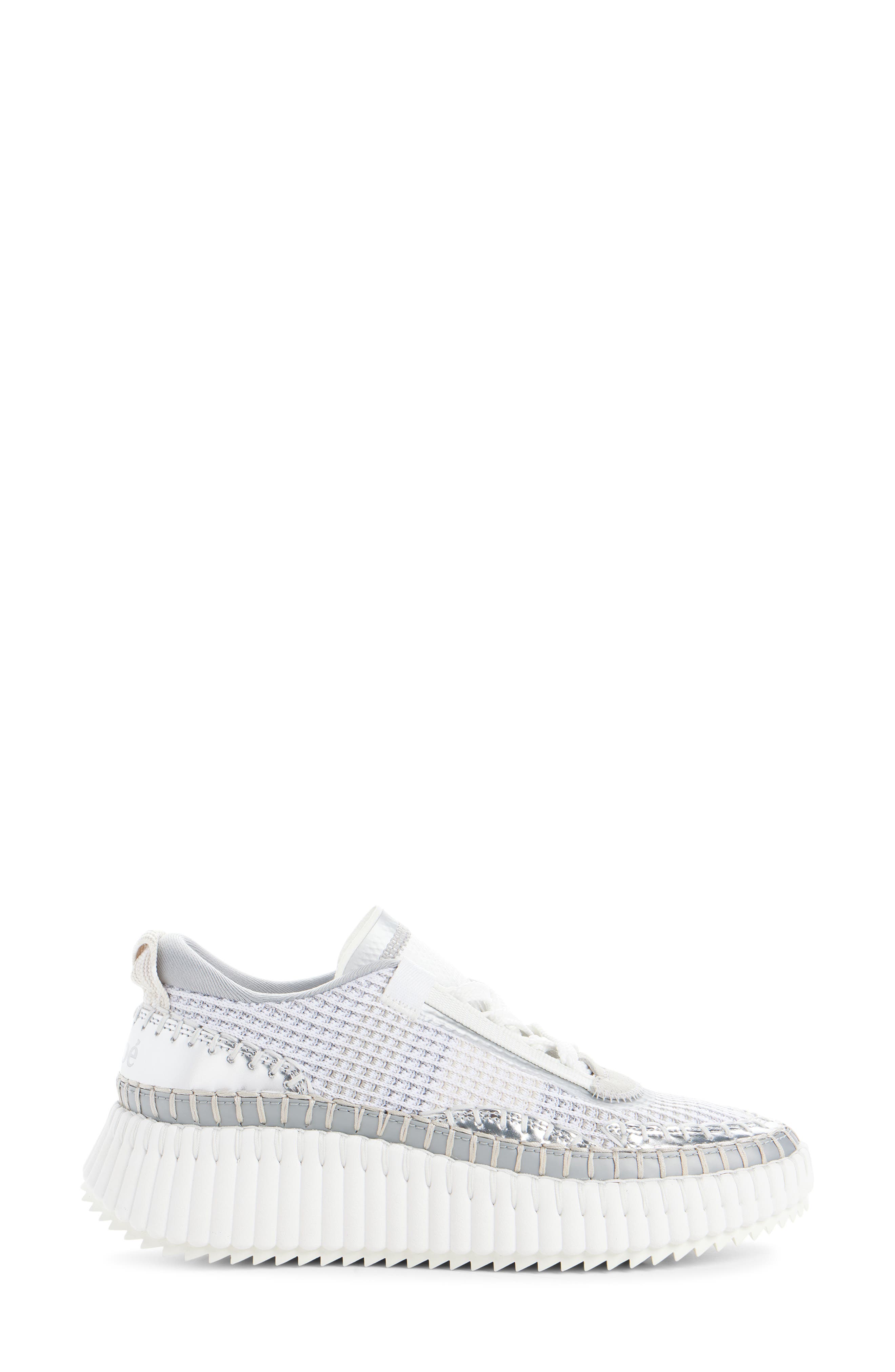 Chloé Nama Platform Sneaker, Alternate, color, Silver Grey