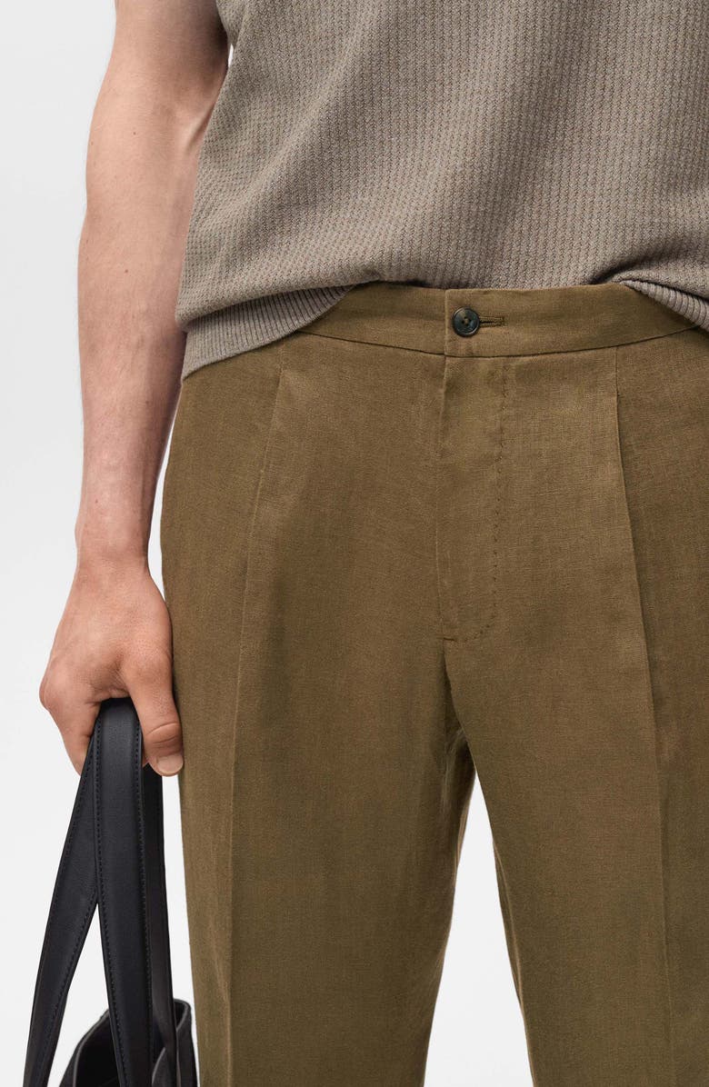 MANGO Salerno Slim Fit Linen Suit Pants, Alternate, color, Khaki Green