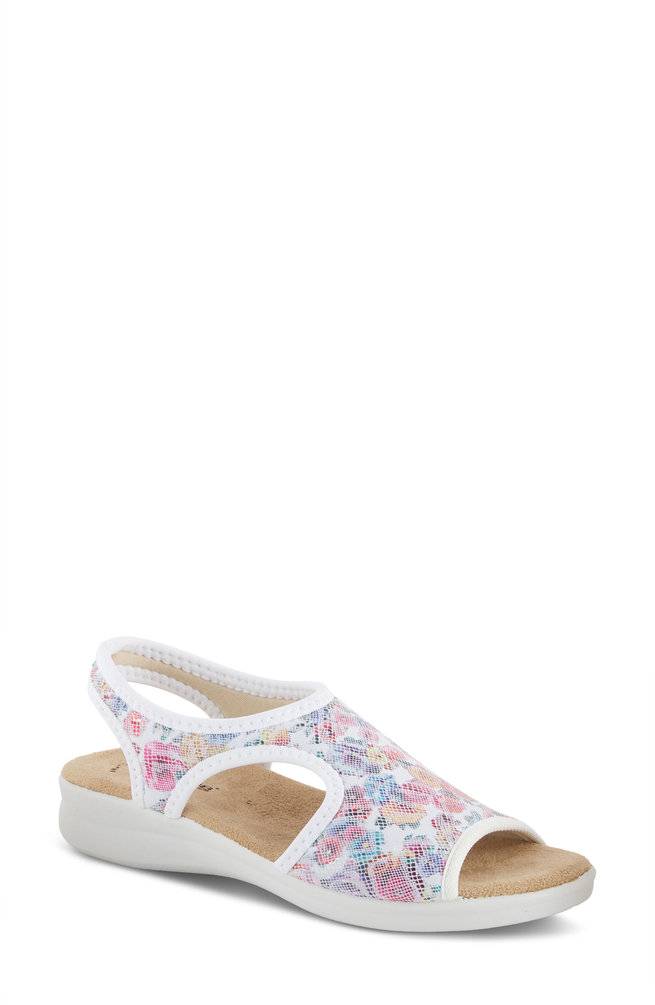 Flexus by Spring Step Nyaman Slingback Sandal, Main, color, White Multi