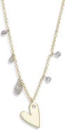 Meira T Pavé Diamond Heart Charm Necklace