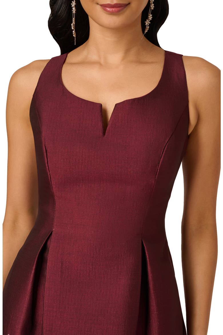 Pleated Jacquard Cocktail Dress, Alternate, color, PLUM MULTI