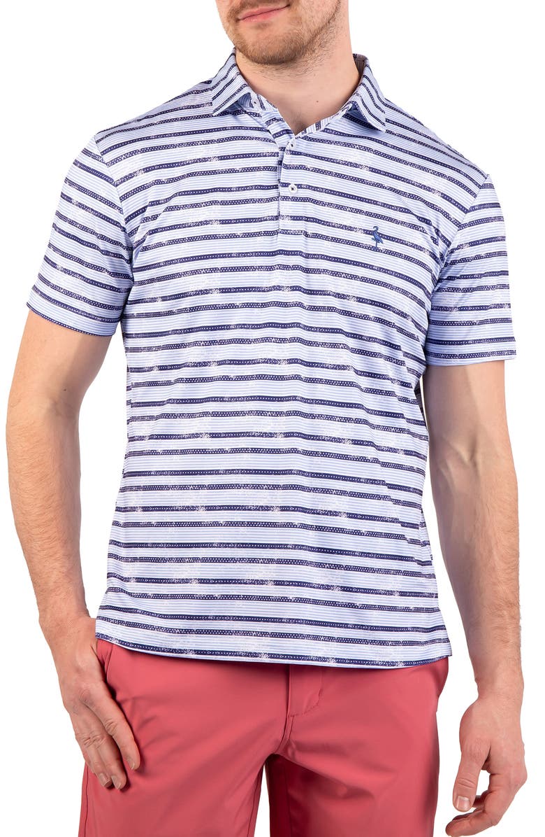 TailorByrd Stars & Stripes Print Performance Polo, Main, color, Blue