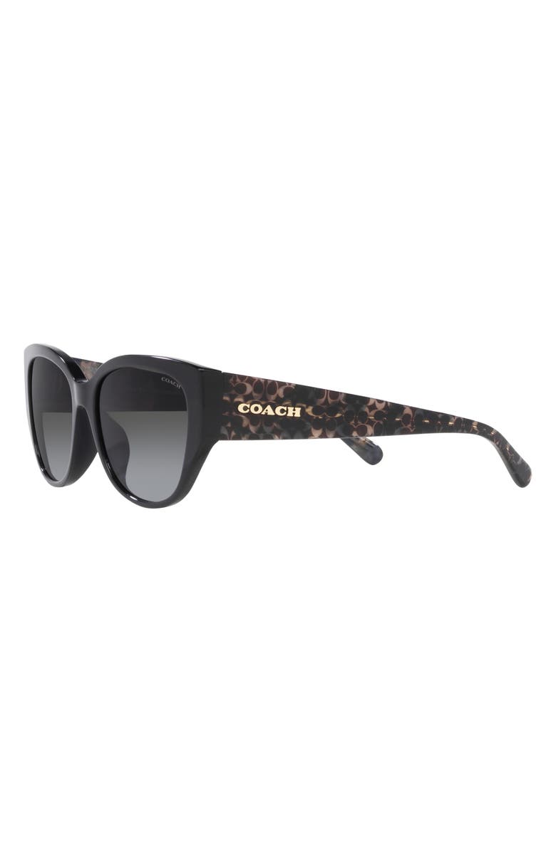 COACH 55mm Gradient Rectangular Sunglasses, Alternate, color, Black