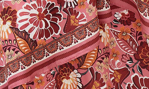 City Chic Thea Floral Tiered Puff Sleeve Midi Dress In Brown