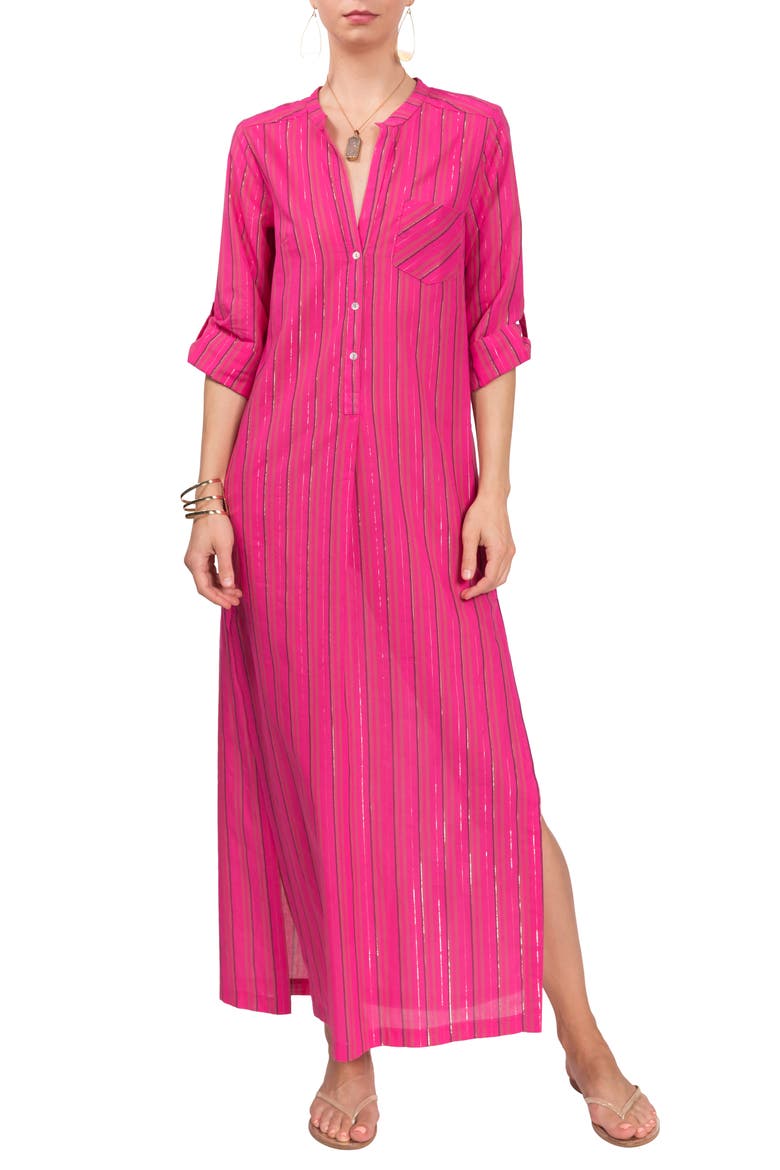 Tracey Cotton Caftan, Main, color, HOT PINK