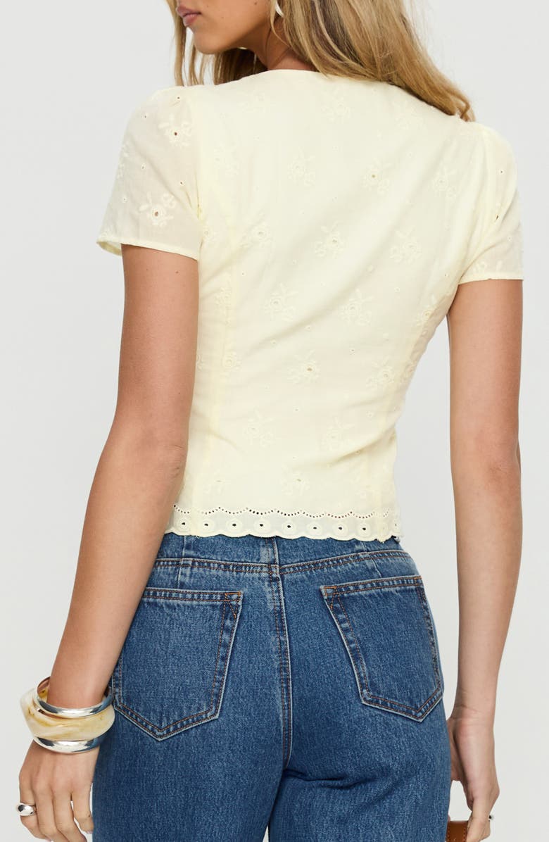 Princess Polly Isolda Embroidered Button-Up Top, Alternate, color, Lemon