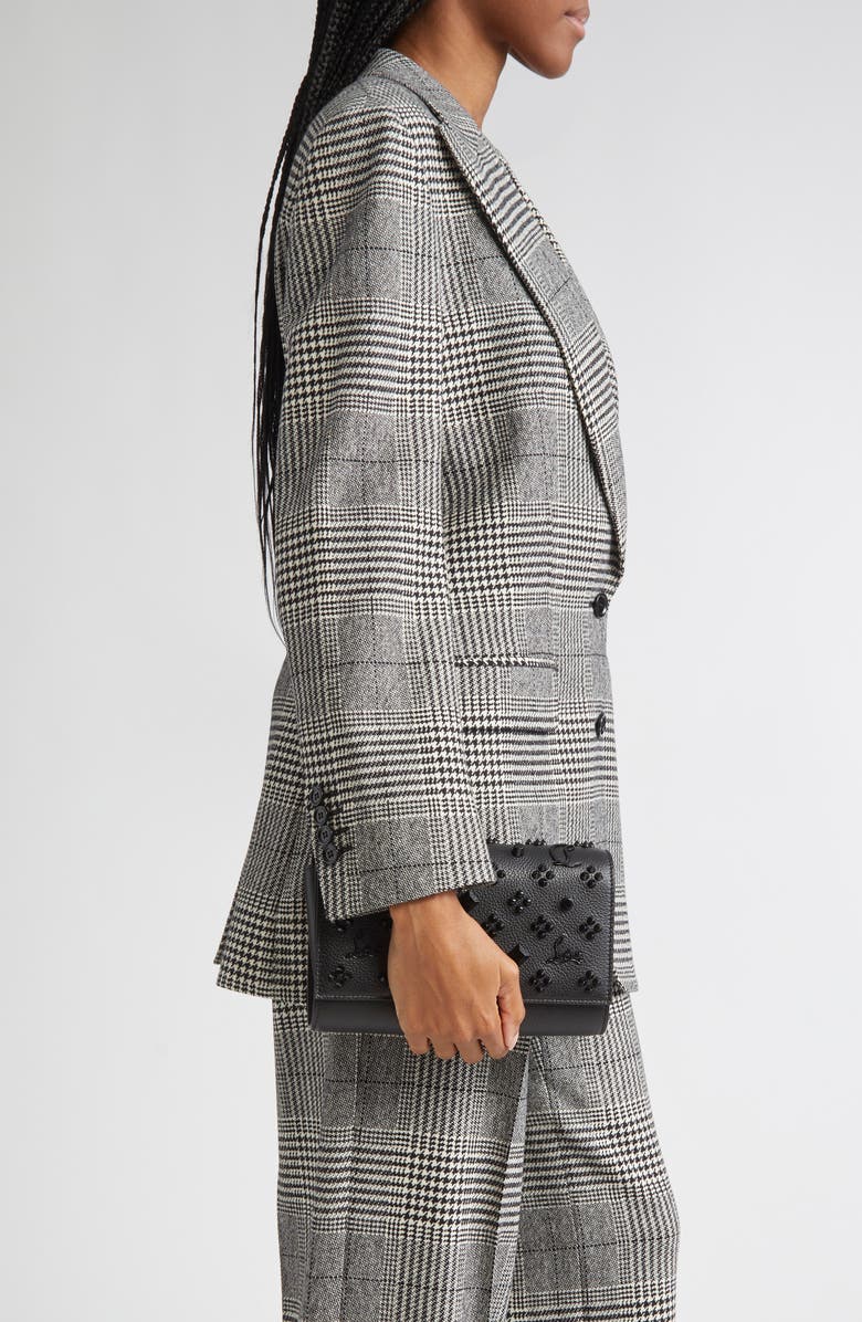 Christian Louboutin Paloma Studded Leather Clutch, Alternate, color, Black