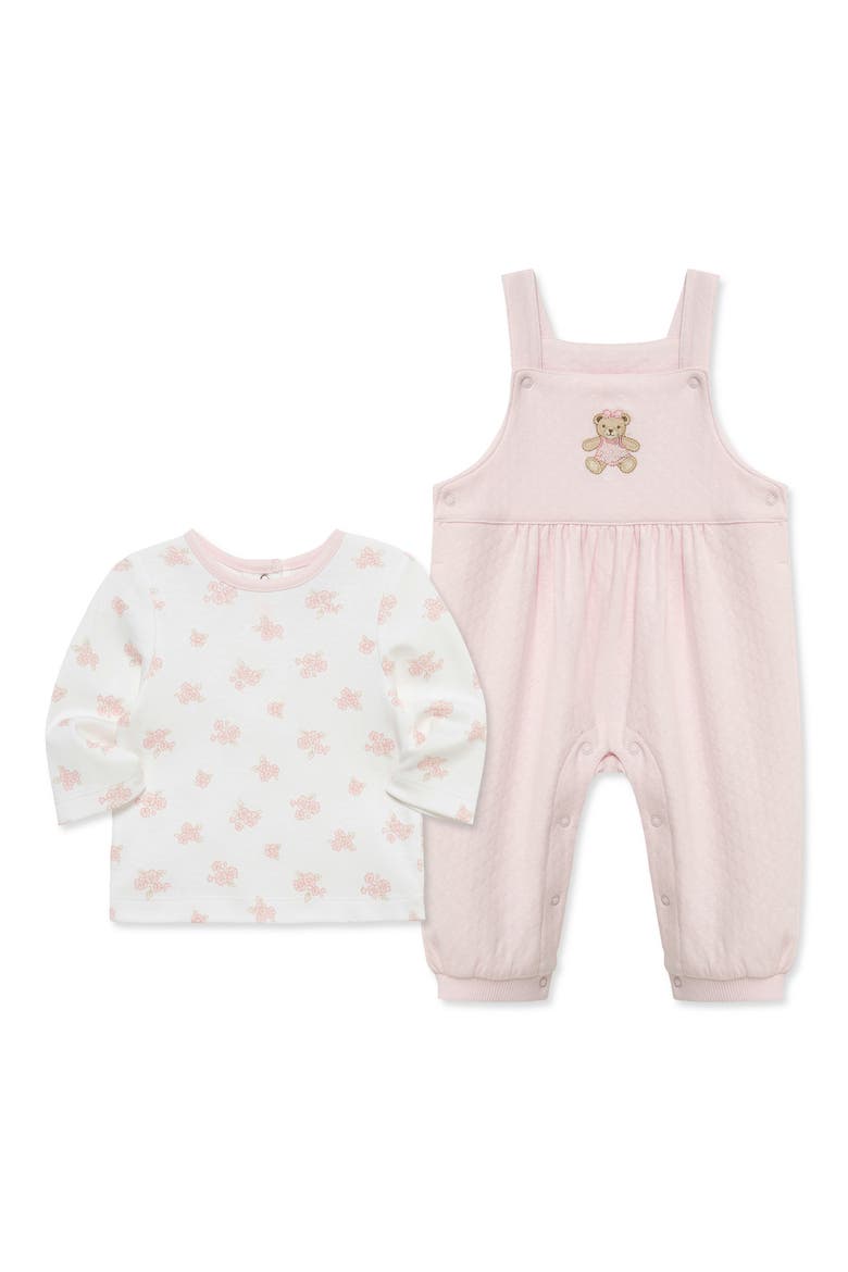 Dainty T-Shirt & Overalls Set, Alternate, color, PINK