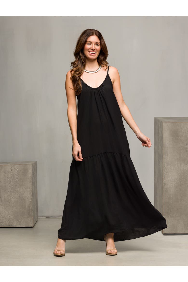 Lightweight Spaghetti Strap Pocket Maxi Dress, Alternate, color, Black