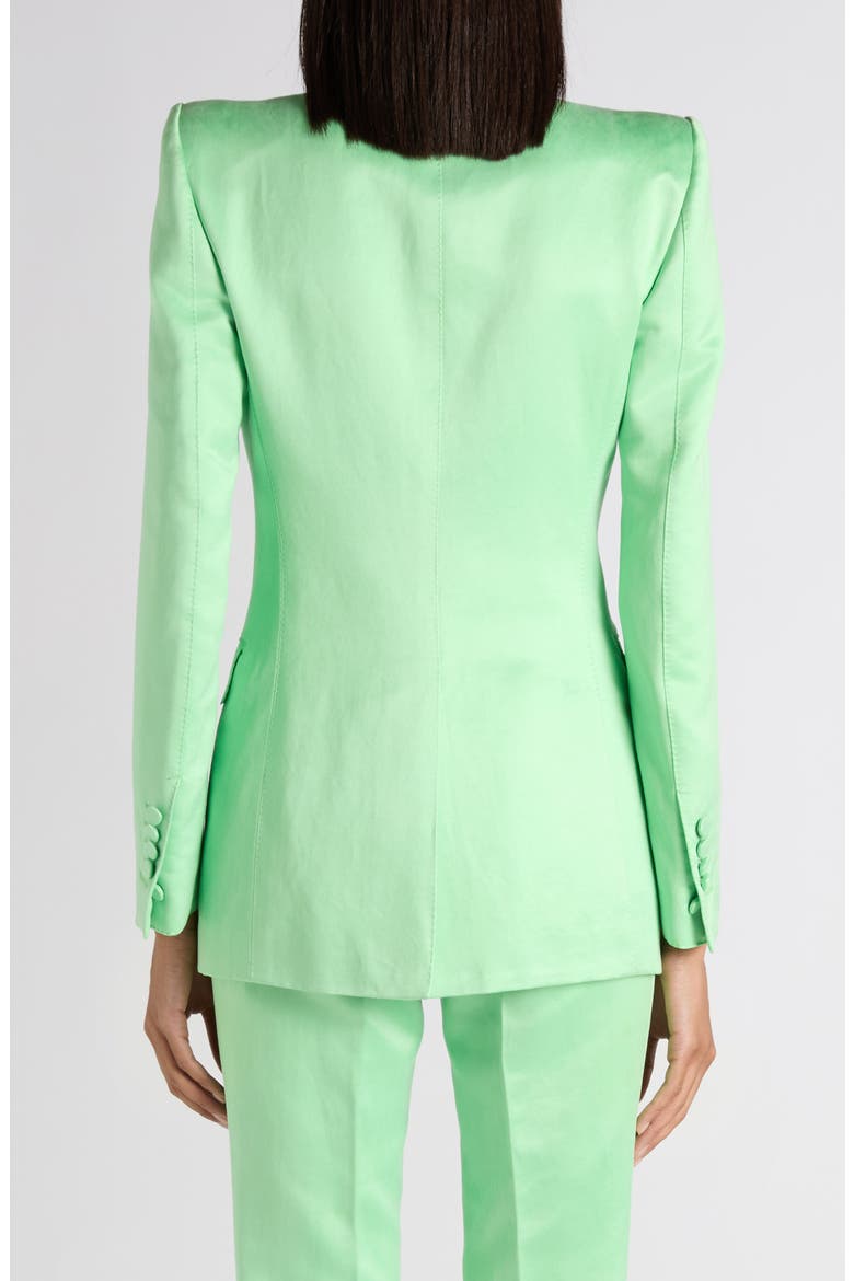 One-Button Duchesse Satin Blazer, Alternate, color, SUMMER GREEN