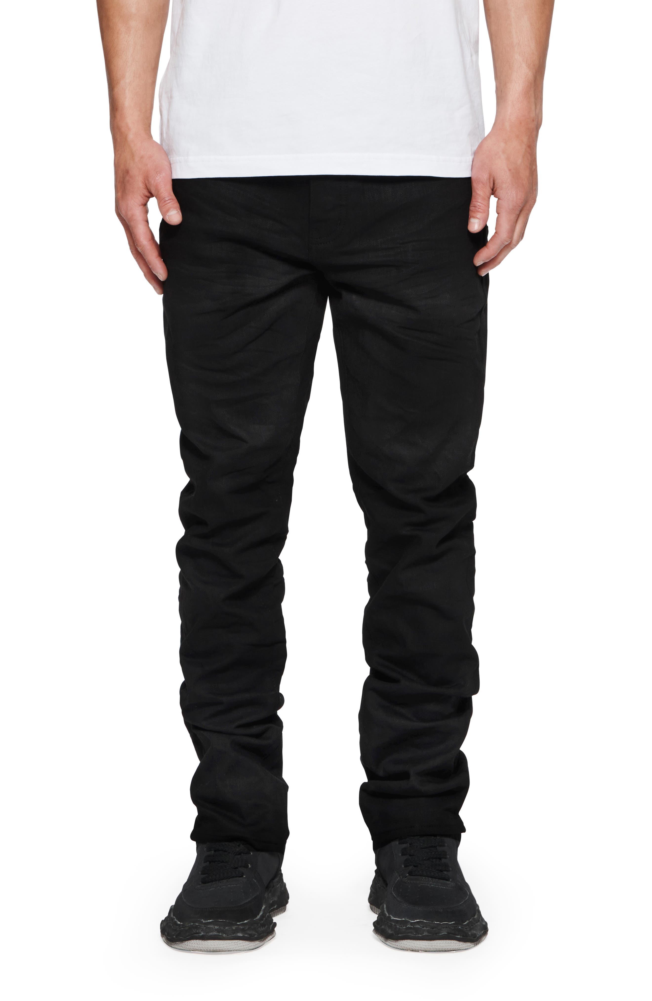 PURPLE BRAND 3D Slim Straight Leg Stretch Cotton Jeans in Black 