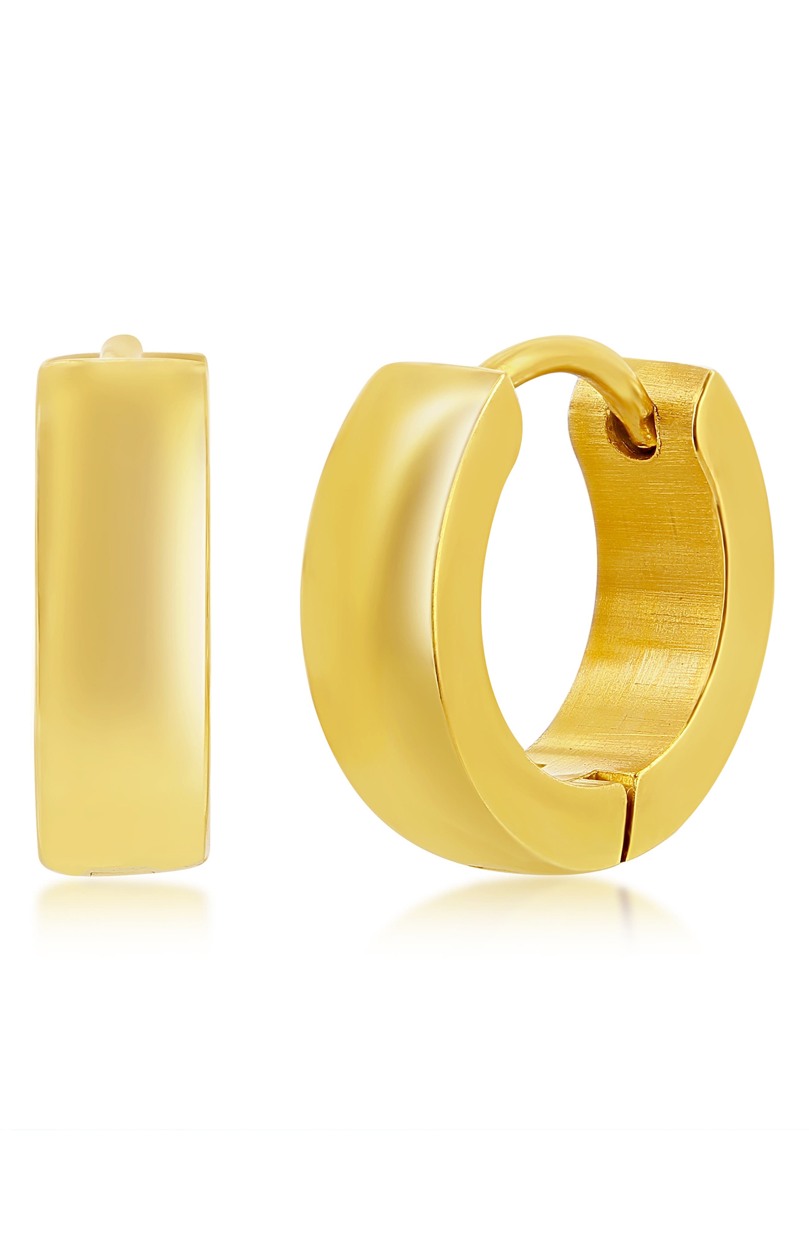 Blackjack 13mm Huggie Hoop Earrings In Gold