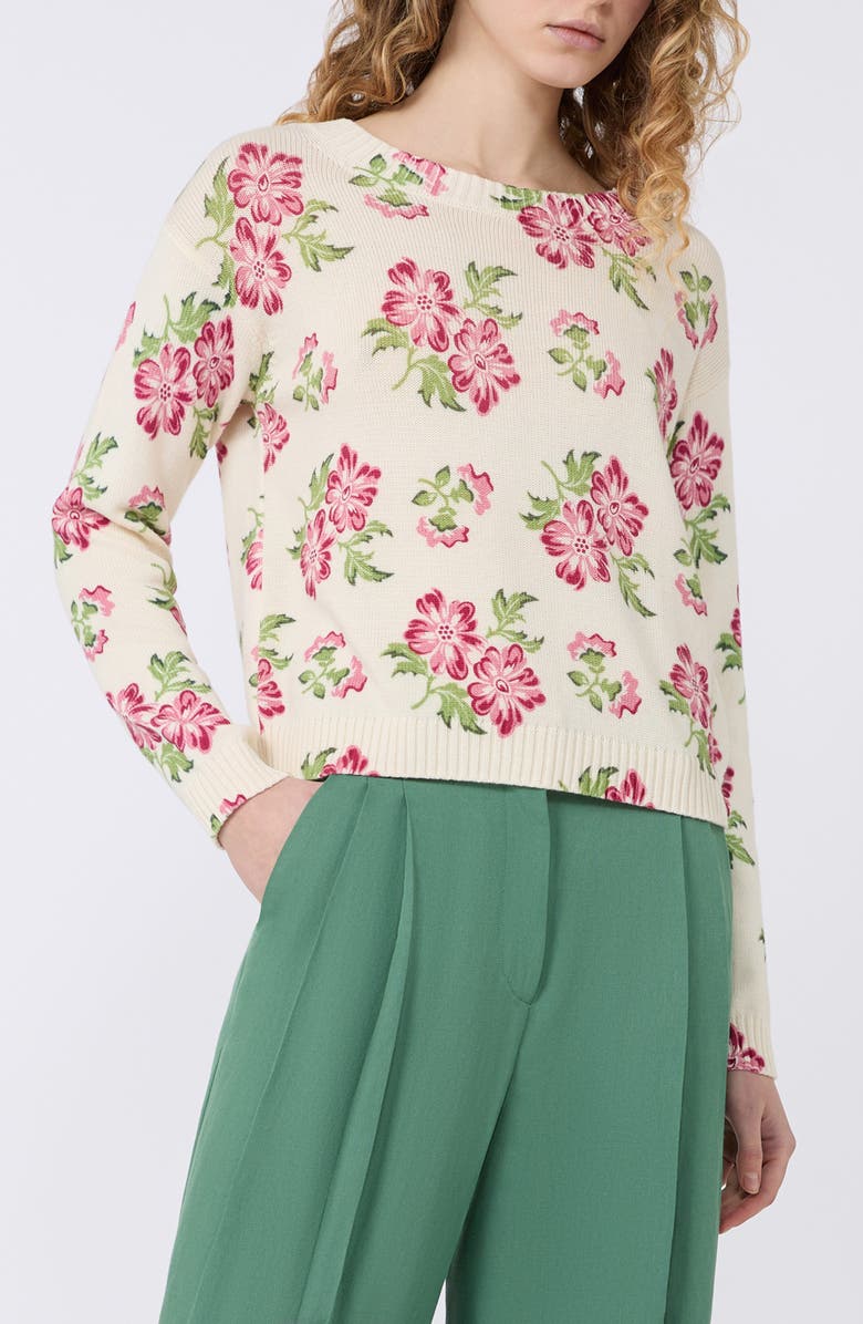 Weekend Max Mara Floral Sweater, Main, color, Ecru