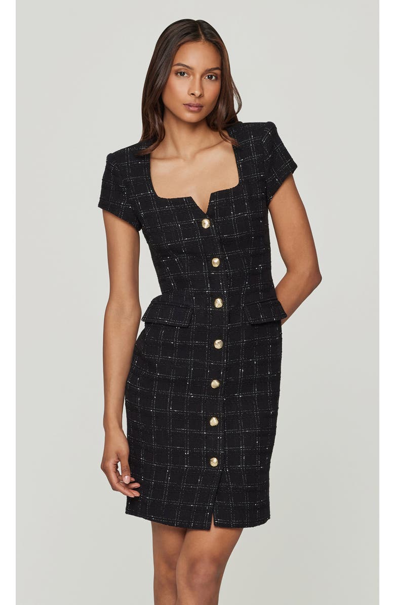 Generation Love Sierra Windowpane Tweed Dress, Alternate, color, Black/White