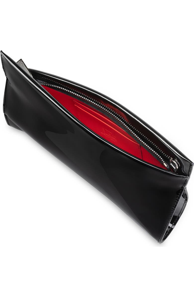 Christian Louboutin Small Loubitwist Patent Leather Clutch, Alternate, color, Black