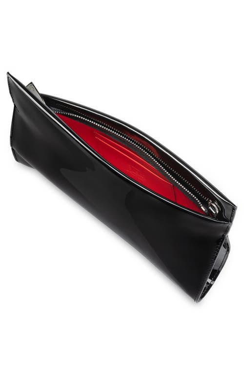 Christian Louboutin Small Loubitwist Patent Leather Clutch In Black