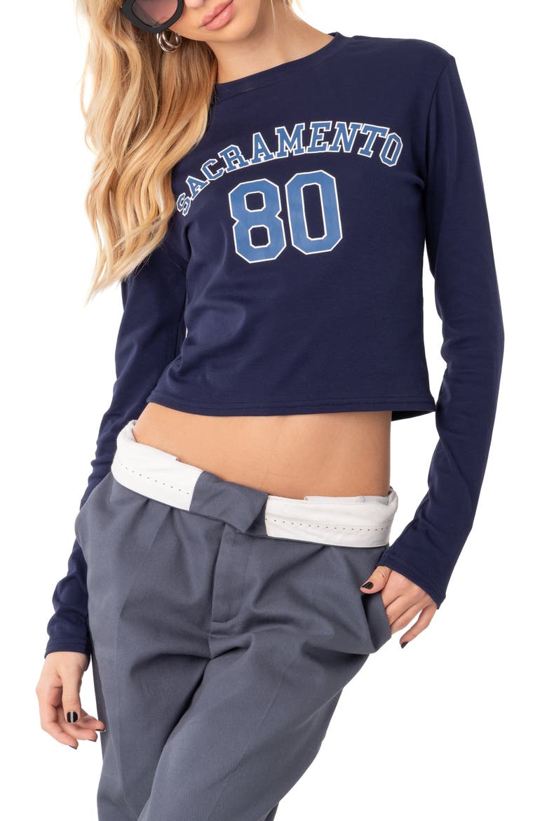 Sacramento Long Sleeve Crop Graphic Tee, Main, color, BLUE