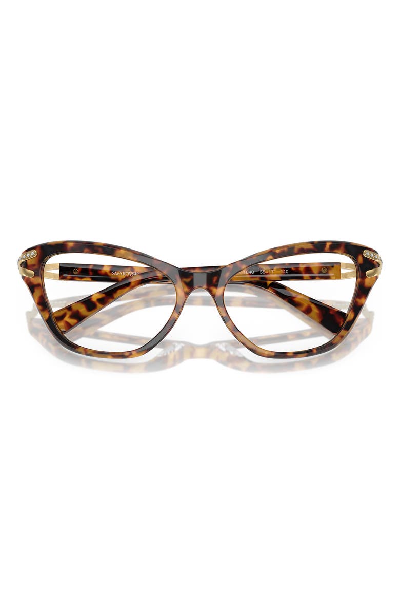Swarovski 55mm Cat Eye Optical Glasses, Alternate, color, Lite Havana
