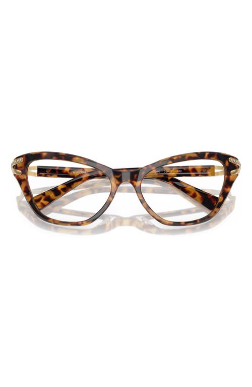 Swarovski 55mm Cat Eye Optical Glasses In Lite Havana