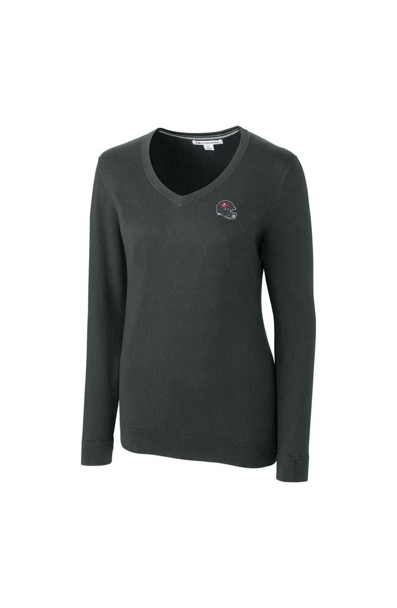 Cutter & Buck Women's Cutter & Buck  Charcoal Tampa Bay Buccaneers Helmet Logo Lakemont Tri-Blend V-Neck Pullover Sweater, Alternate, color, 