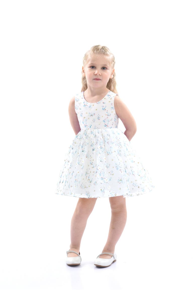 Floral Print Bow Dress, Alternate, color, Blue