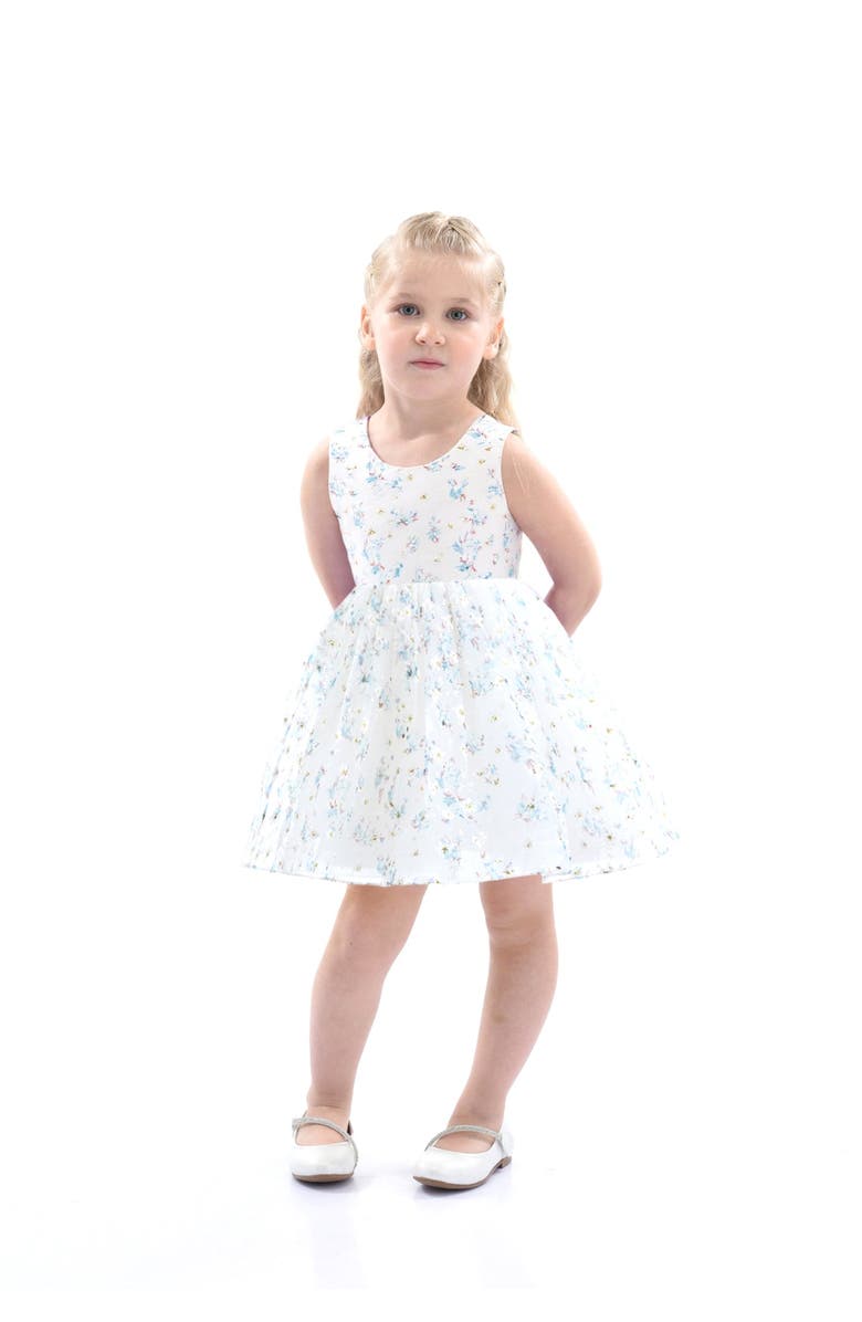 Tulleen Floral Print Bow Dress, Alternate, color, Blue