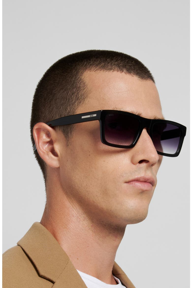 56mm Gradient Rectangular Sunglasses, Alternate, color, GREY/ DARK GREY SF