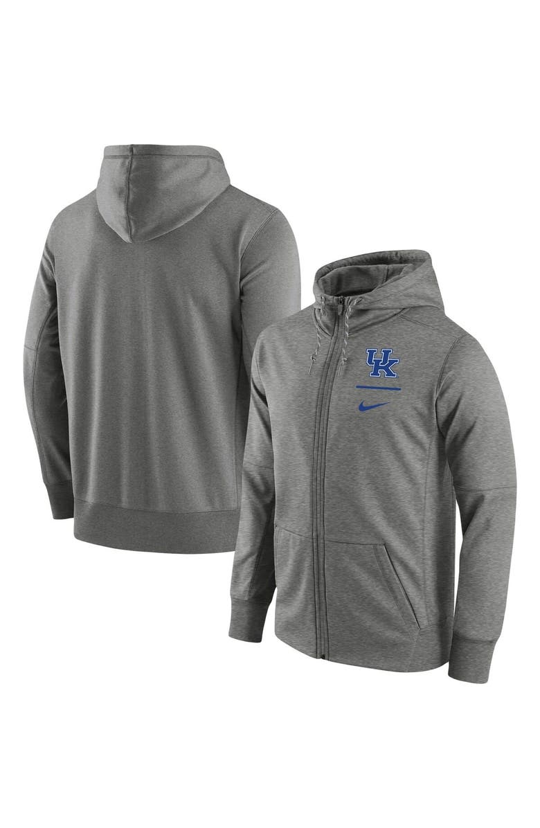 Nike Men's Nike Heathered Gray Kentucky Wildcats Logo Stack Performance Full-Zip Hoodie, Main, color,