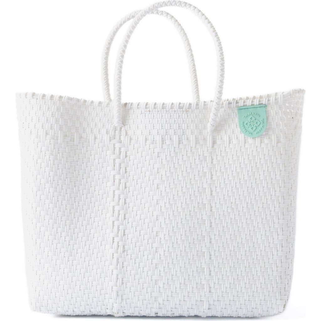 Tin Marin Paloma Medium Woven Resort Crossbody Bag In White