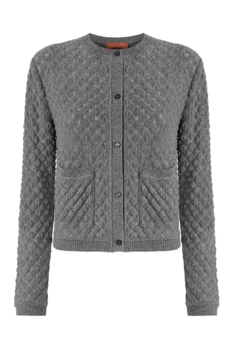 Cashmere Cardigan With Lace Motif, Alternate, color, Grey