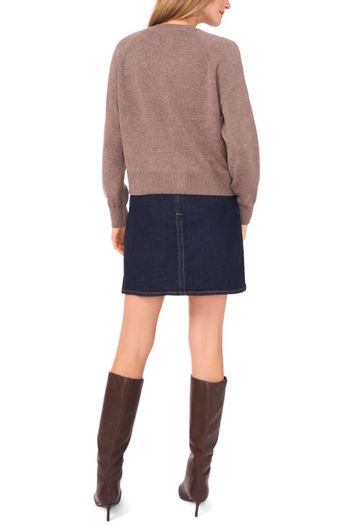 Vince Camuto Raglan Sleeve Crewneck Cardigan In Brown