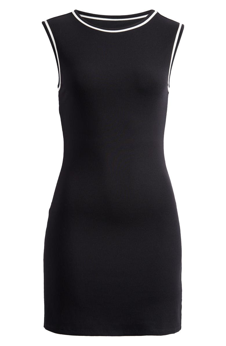 Ever New Tora Contrast Trim Jersey Minidress, Alternate, color, Black
