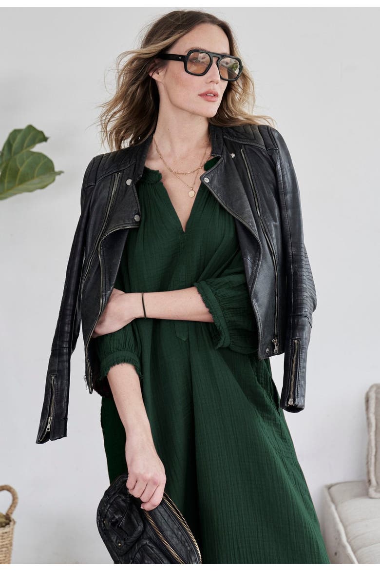 Gauze Dress with Pockets, Alternate, color, Forest