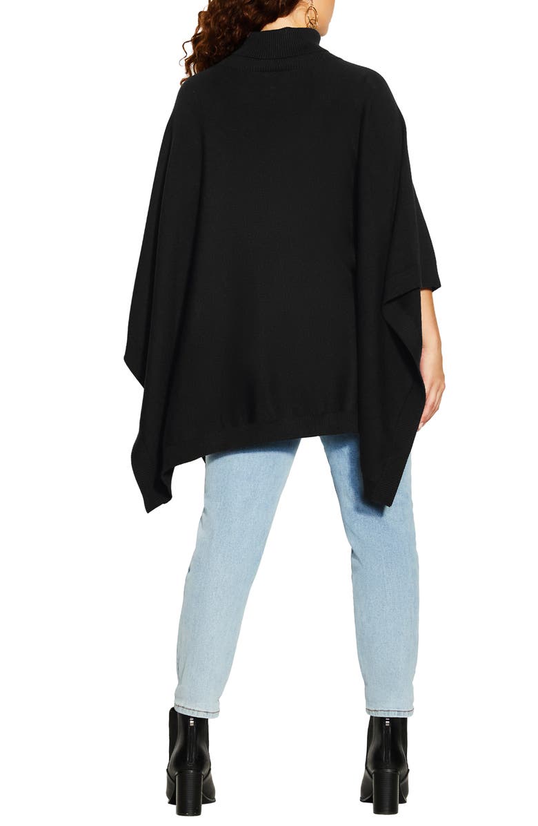 City Chic Emilia Turtleneck Cape Sweater, Alternate, color, 