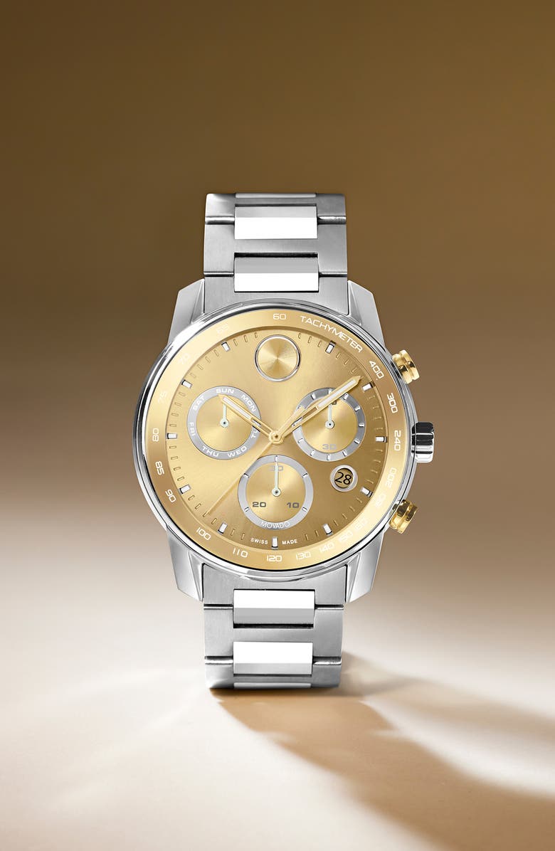 Movado Bold Verso Chronograph Bracelet Watch, 44mm, Alternate, color, Silver