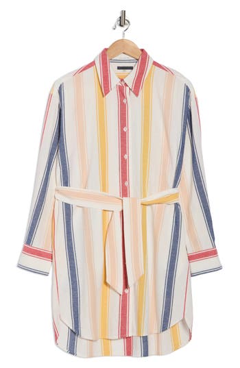 Mother The Roomie Frenchie Long Sleeve Shirtdress In Multi