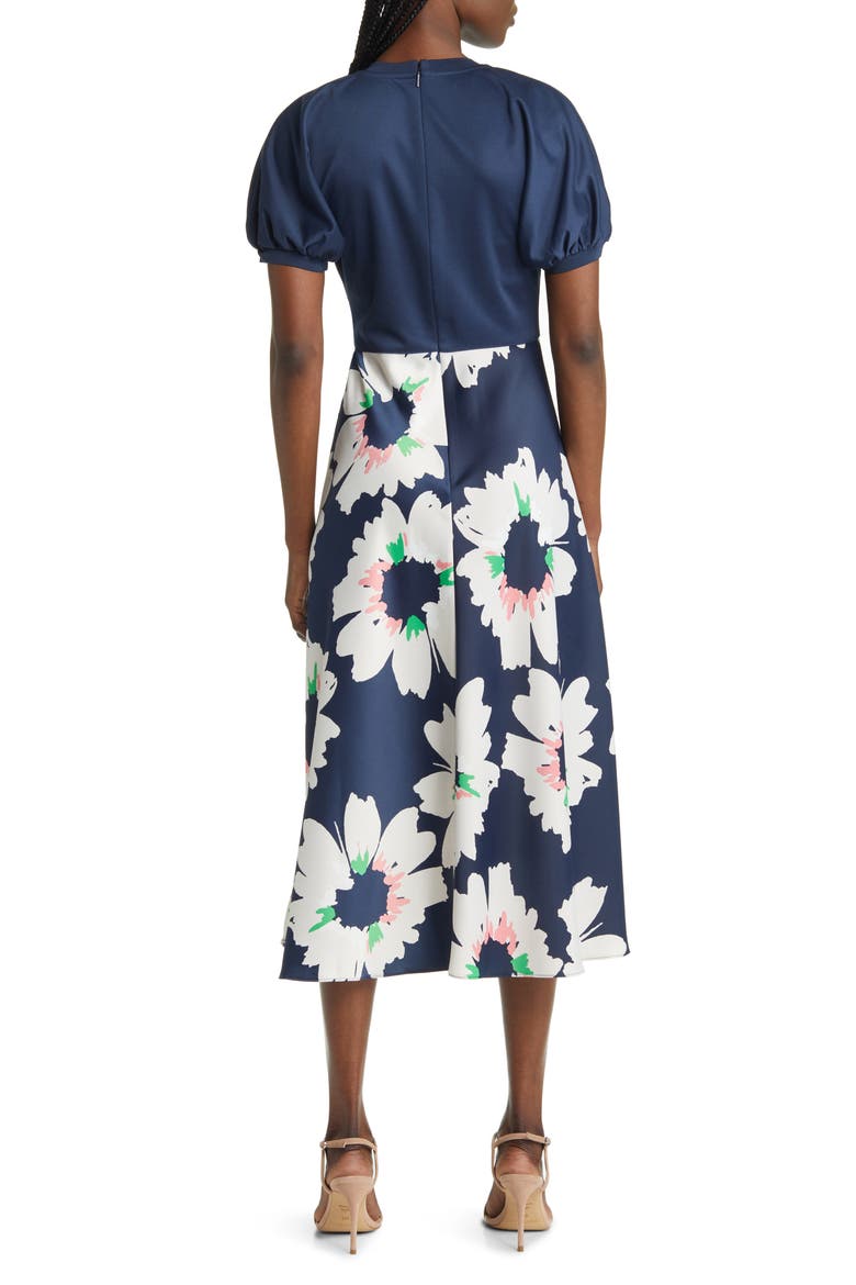 Daysiah Floral Puff Sleeve Dress, Alternate, color, DARK NAVY