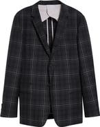 Thom Browne Unstructured Plaid Wide Shoulder Wool Sport Coat