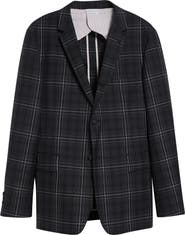 Thom Browne Unstructured Plaid Wide Shoulder Wool Sport Coat
