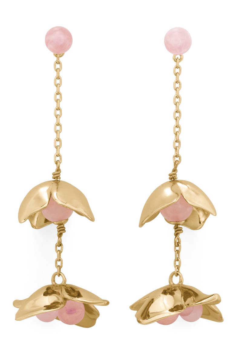 gilded garden linear drop earrings, Main, color, BLUSH