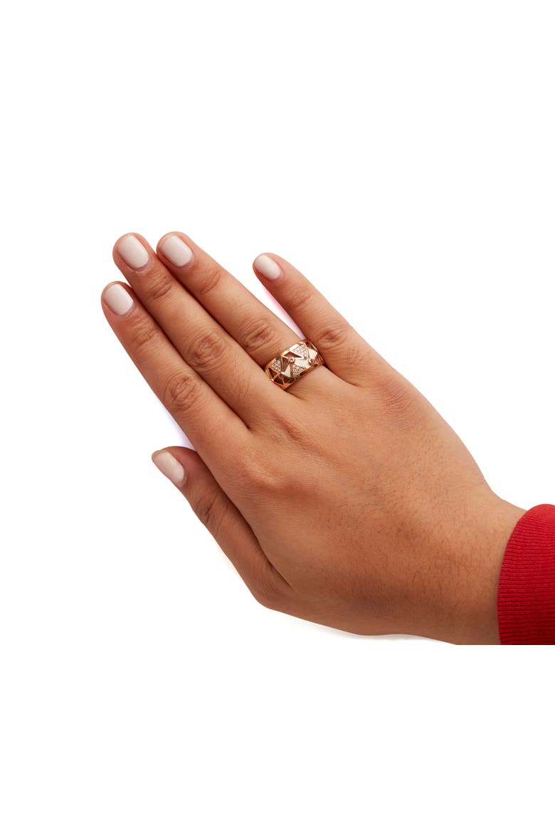14K Gold 1/3 Cttw Diamond & Tourmaline Cigar Band Ring, Alternate, color, Pink