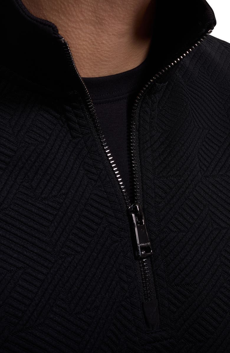 Bugatchi Soft Touch Quarter Zip Sweatshirt, Alternate, color, Black