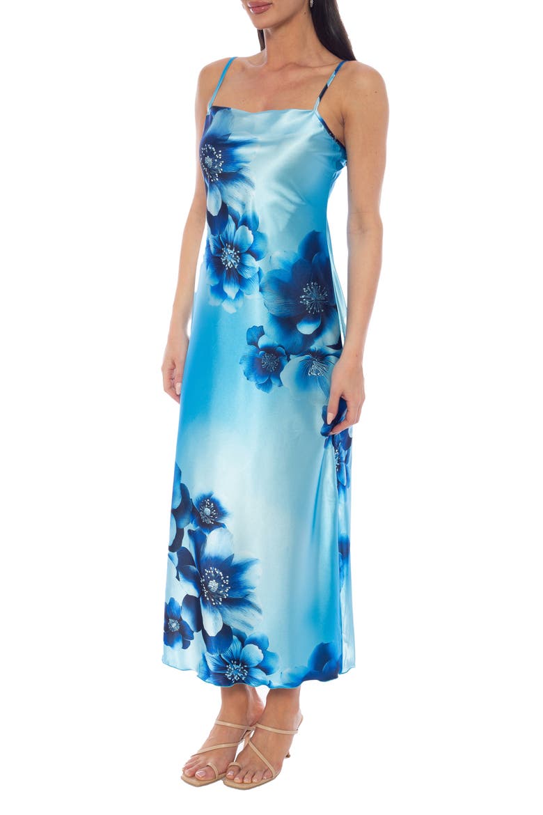 Cowl Neck Satin Slipdress, Alternate, color, ROYAL