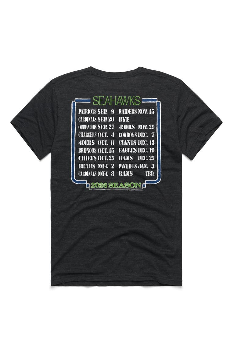 Unisex Homage Charcoal Seattle Seahawks 2026 NFL Schedule Queen Tri-Blend T-Shirt, Alternate, color, Charcoal