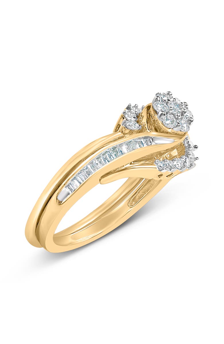 Haus of Brilliance 14K Yellow Gold Plated Sterling Silver 1/2 Cttw Diamond Cluster Spiral Bridal Set, Alternate, color, Yellow Gold Over Silver