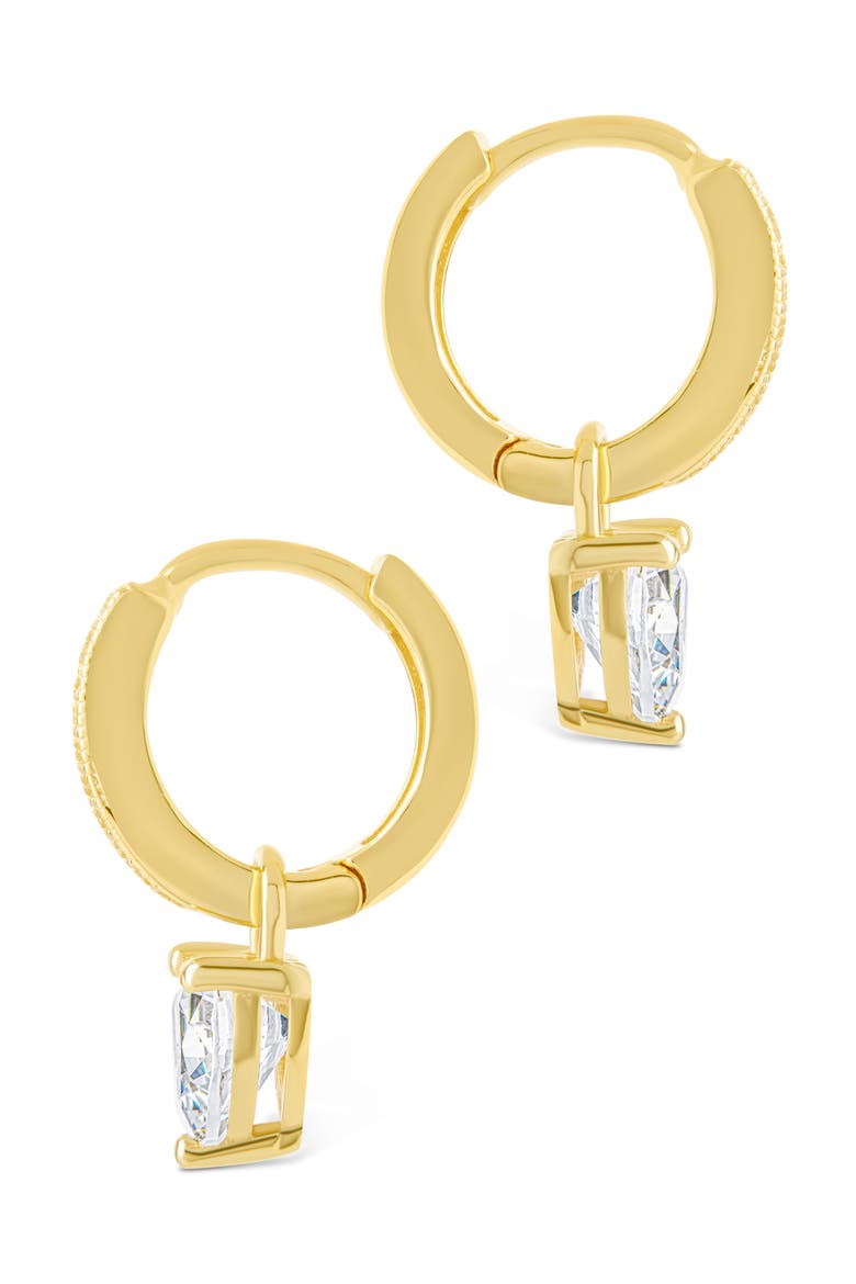 Eugenia Heart Drop Huggie Hoop Earrings, Alternate, color, GOLD