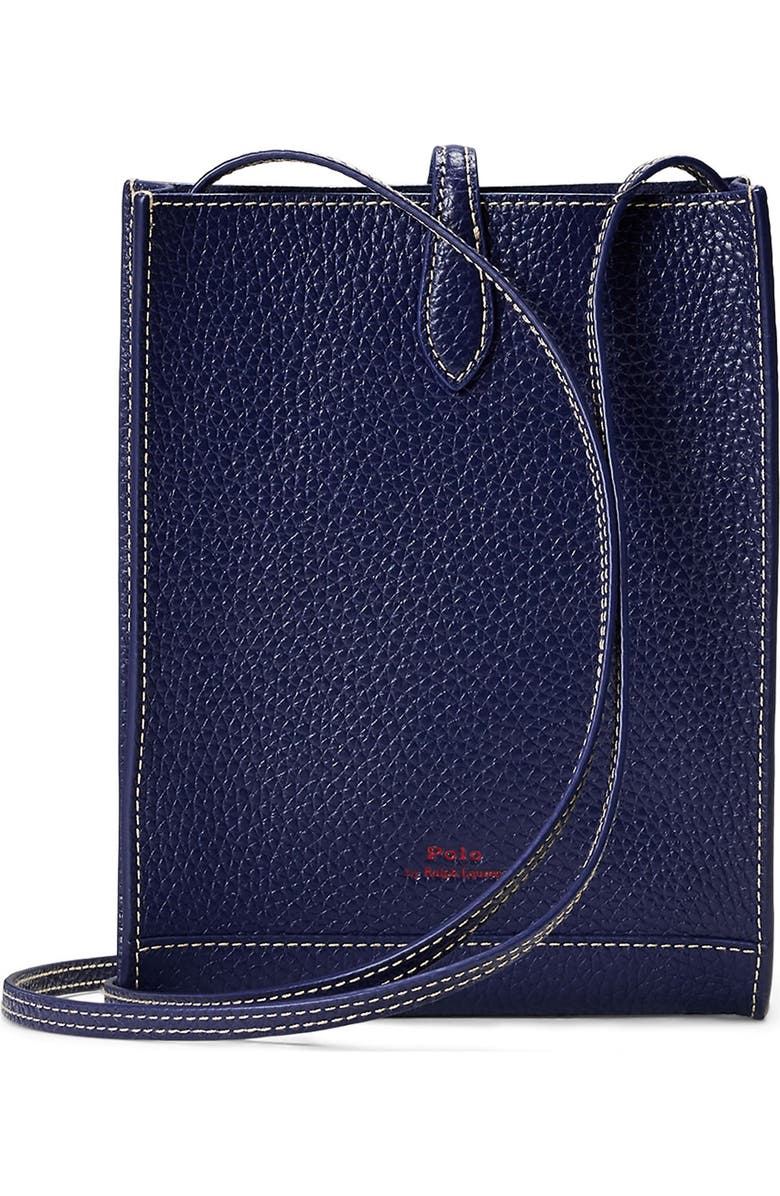 Polo Ralph Lauren Polo Play Pebble Leather Phone Crossbody Bag, Alternate, color, Ink